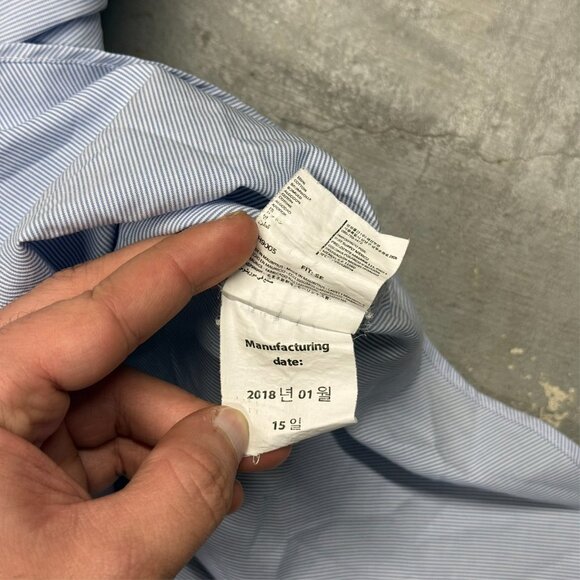 SuitSupply Dress Shirt "Traveller" Striped Long Sleeve Blue Cotton 41 16 Large - Picture 9 of 9